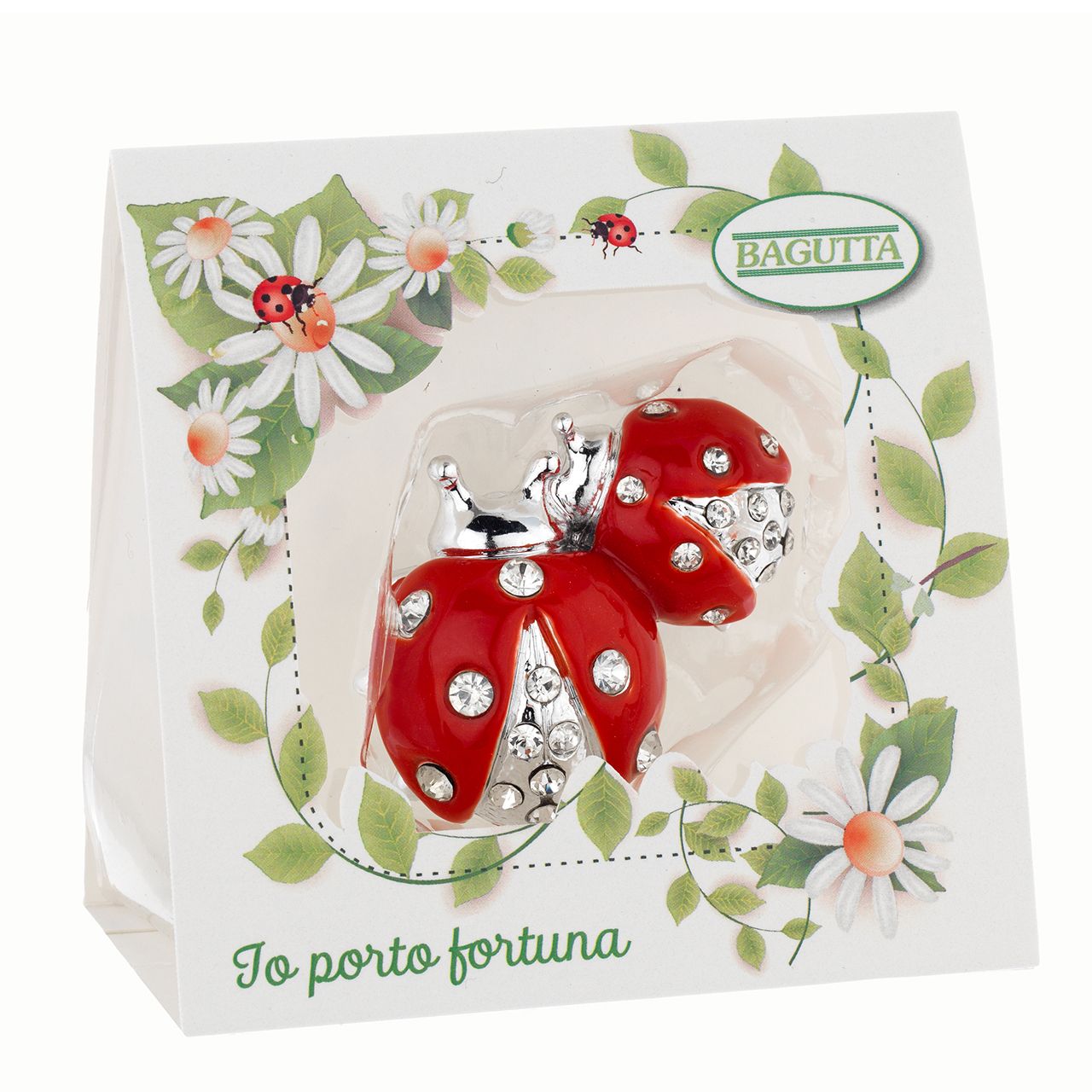 COPPIA COCCINELLE CON CRISTALLI mm 60 - ROSSA